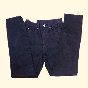 NWT Gianni Bini Riley Jeans 27 Raw Hem Straight Leg High Waist Black Denim